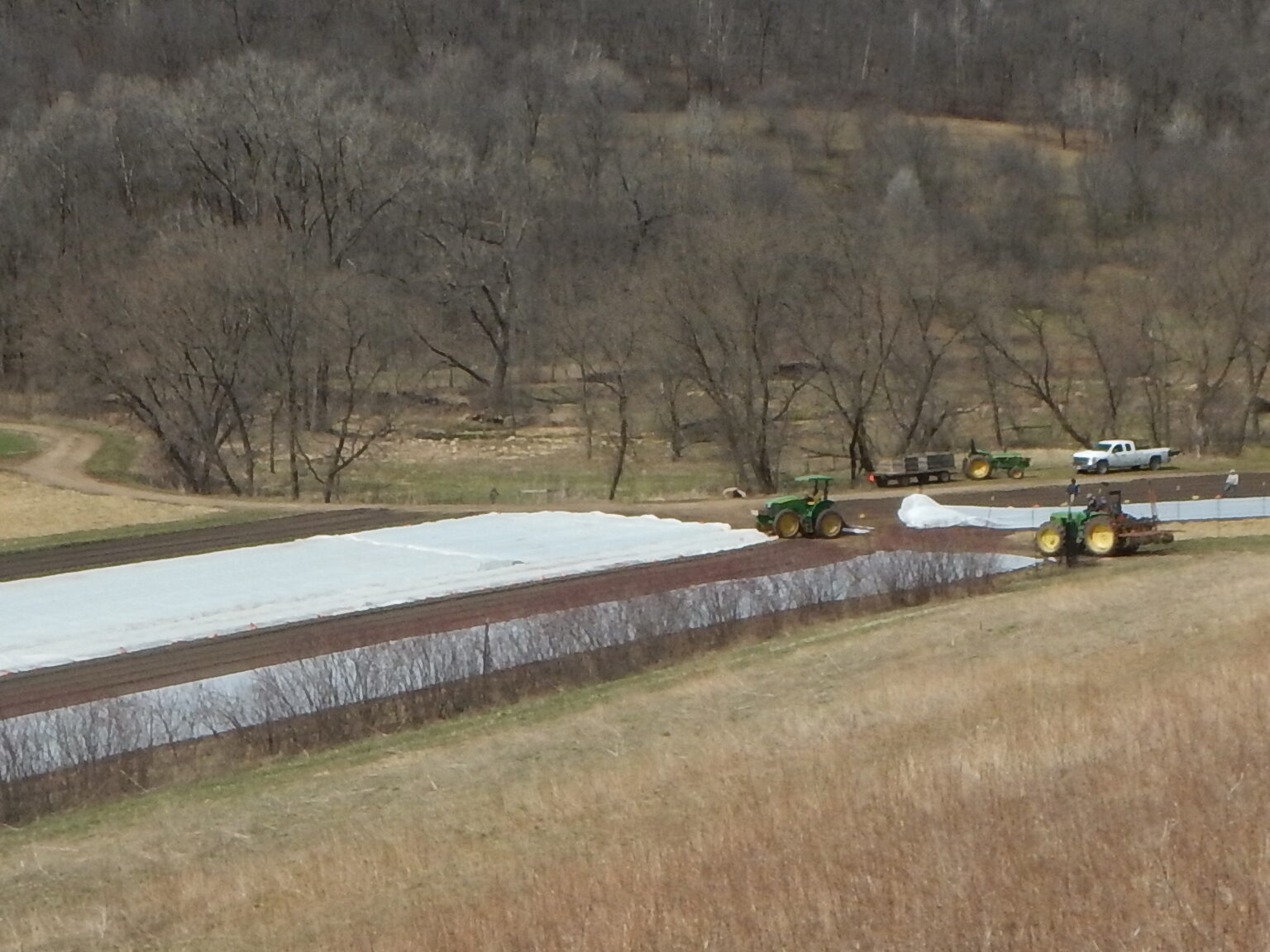 Row cover in field off Wire Hollow Road