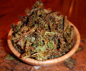 Kale Chips with Almond Butter and Miso