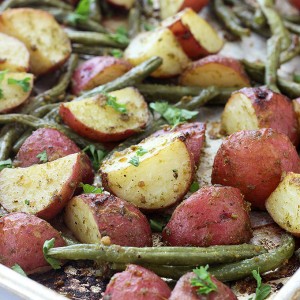 Pesto Roasted Potatoes and Green Beans