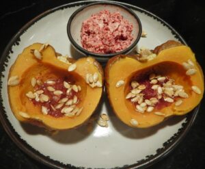 Baked Black Futsu Pumpkin with Cranberry-Orange Maple Butter