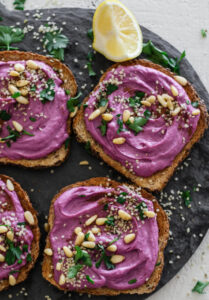 Purple Sweet Potato Hummus Toast