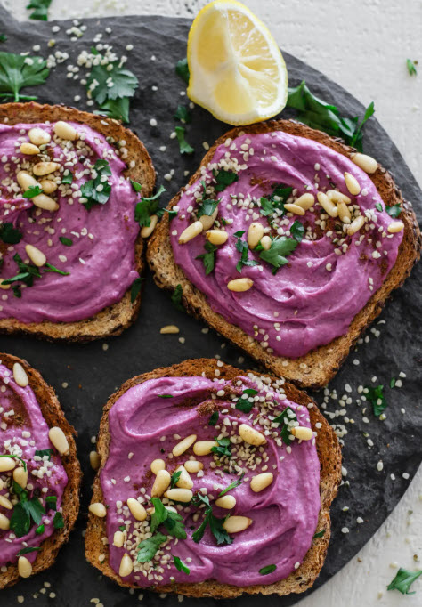 Purple Sweet Potato Hummus Toast