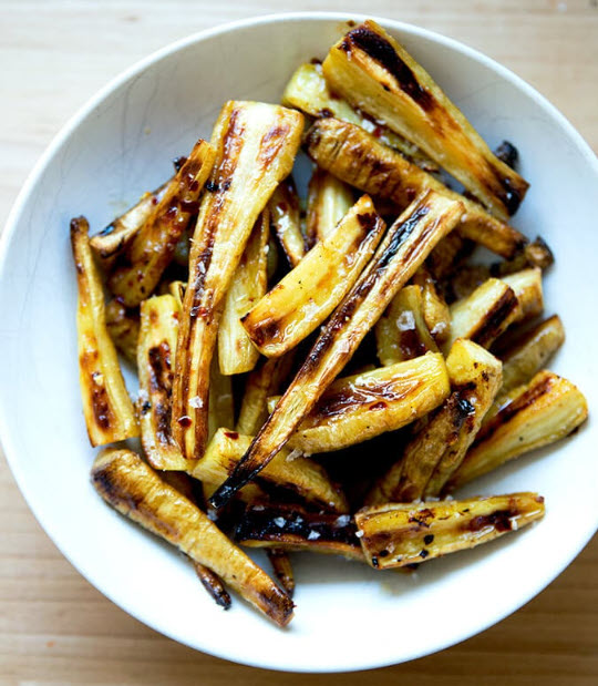 Roasted Parsnips with Chili Maple Butter