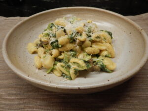Vegetable Carbonara with Baby White Turnips & Greens