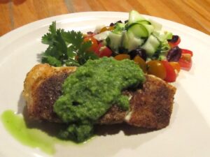 Halibut with Zucchini Salsa Verde
