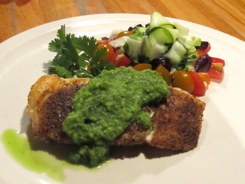Halibut with Zucchini Salsa Verde